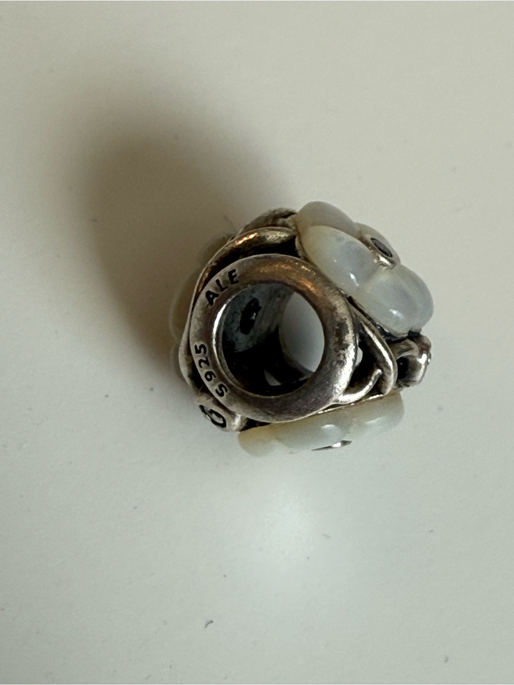 Pandora Silver and White Flower Charm - Picture 6 of 6
